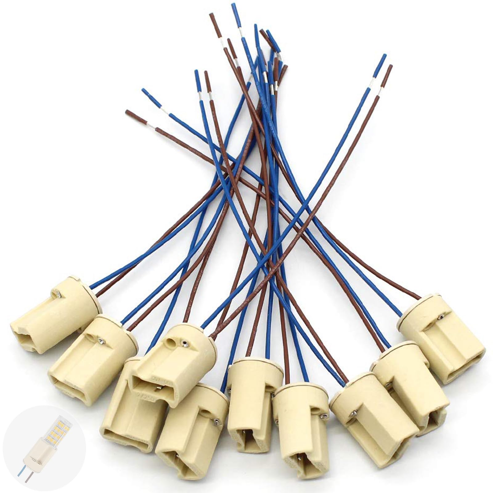 ieron 10 Piece G9 Lamp Socket, G9 Ceramic Base Socket with 0.5mm² 150mm Teflon Wire, Wire Connector Base Socket Adapter for LED G9 Halogen Light Bulbs at Home