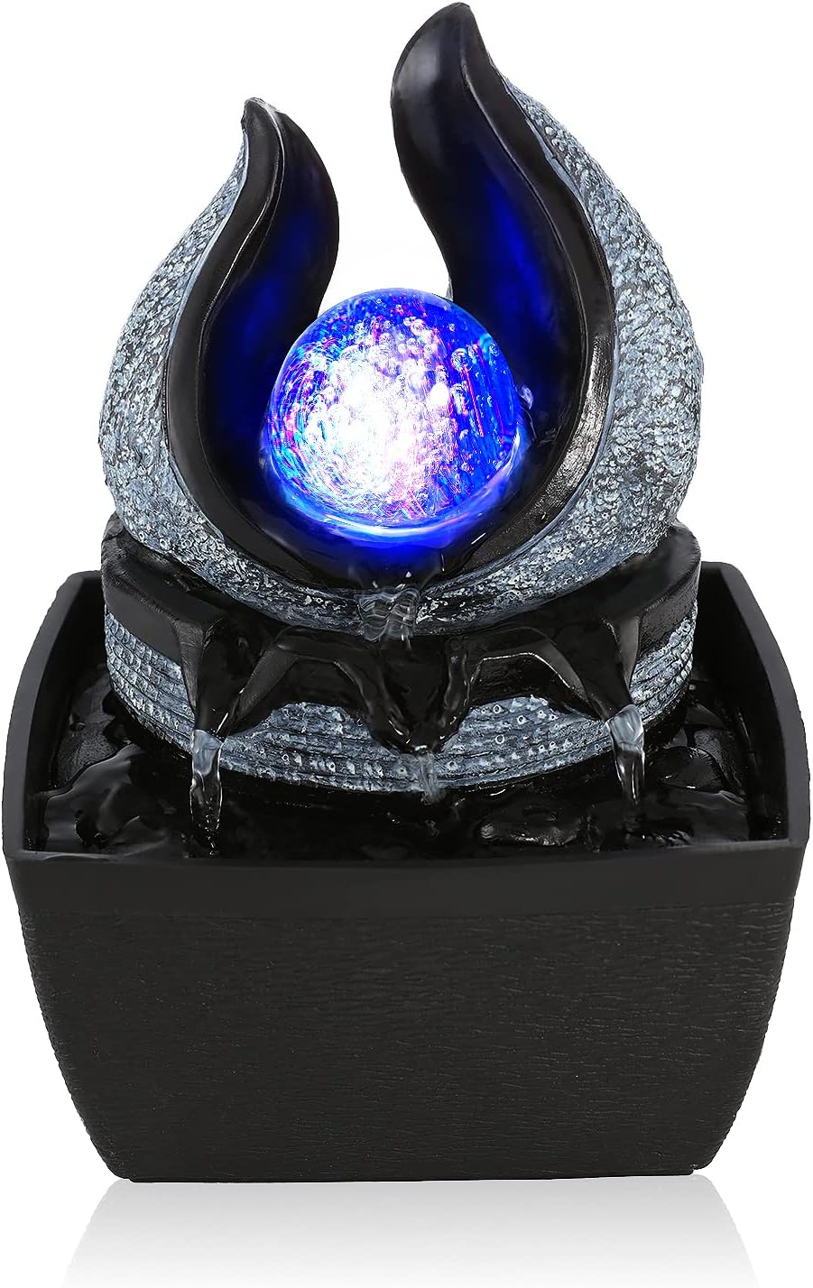 Indoor Fountains & Accessories - WICHEMI Indoor Fountain Tabletop Fountain Mini Waterfall Fountains Relaxation Water Feature Feng Shui Zen Meditation Desktop Fountain with Rolling Ball for Home Office Indoor Spaces Decor (Style 1)