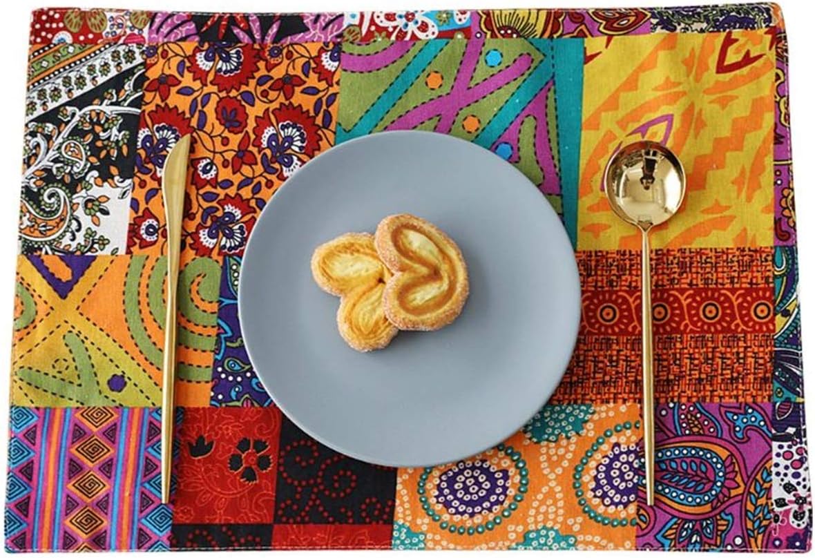 1 Pcs Colorful Bohemia Leaves Cotton Placemats Superior Popular Place Mats Dinning Table Sets Non Slip Kids Learning Food Plates Washable Kitchen Room Tool Holiday Decorations