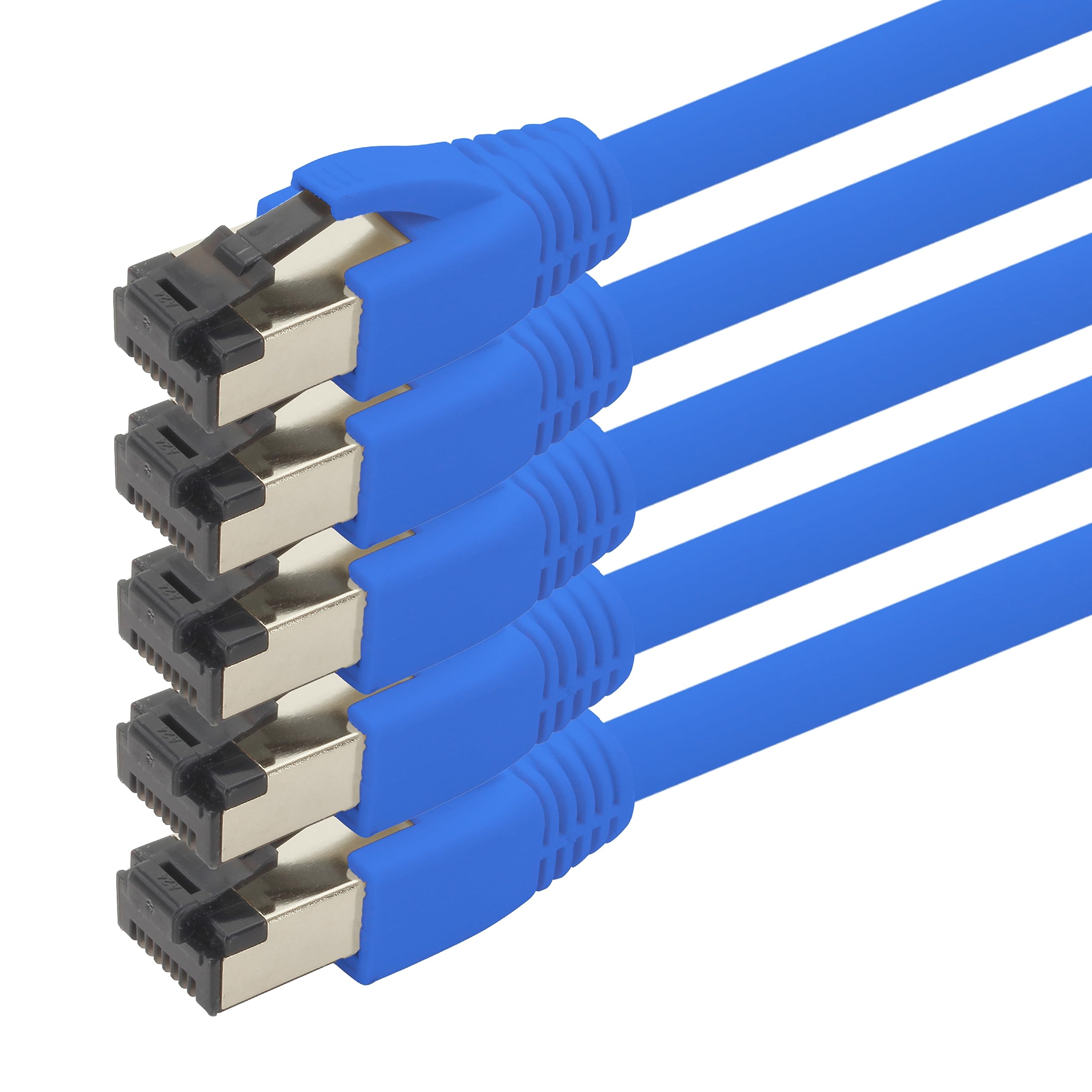 1aTTack.de 0.5 m Cat 8 network cable CAT8 cable blue - pack of 5 Cat.8 Lan 2000 MHz 40 Gbit s 40GBase-T Poe+ patch cable Ethernet cable LSZH - 5 x 0.5 meter blue