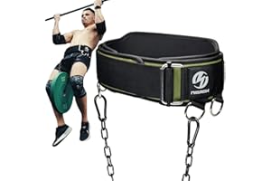 2-in-1 Weightlifting Belt & Dip Belt with 41 IN Steel Chain, Double-Layer Design, Powerlifting Gym Belt for Pull Up, Squat, D