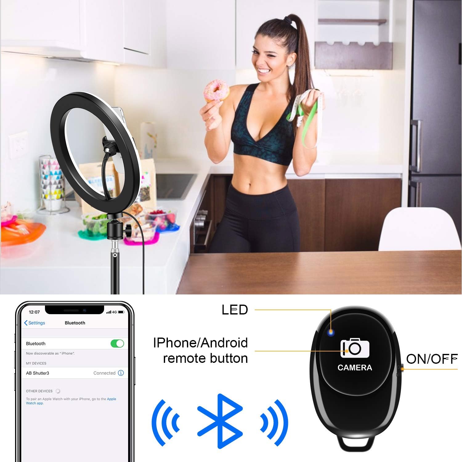10" Ring Light with Stand, Fauna 10 Colors RGB LED Ring Light with Two Tripod Stand and Phone Holder & 10 Brightness Level & Camera Remote Shutter for Makeup, YouTube, Video, Photography : Camera & Photo