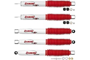 Rancho Pair of Front and Rear Shock Absorbers for 2005-2016 Ford F250 F350 Super Duty with 2.5 Inch Lift | Includes Steering Damper Stabilizer and TrendsAuto Decal Sticker | RS55043 RS55254 RS5415