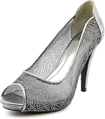 silver peep toe court shoes