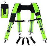 MELOTOUGH Tool Belt Suspenders Construction Bag Suspenders Padded Work Belt Hi Vis Suspenders for Carpenter/Electrician