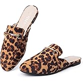 MUSSHOE Mules for Woman Buckle Flats Comfortable Slip on Women Mules Flats Shoes Backless Loafers