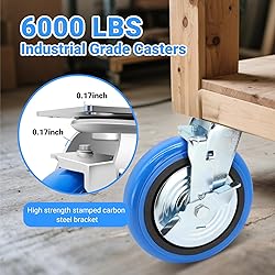W B D WEIBIDA 8 Inch Heavy Duty Casters Set of