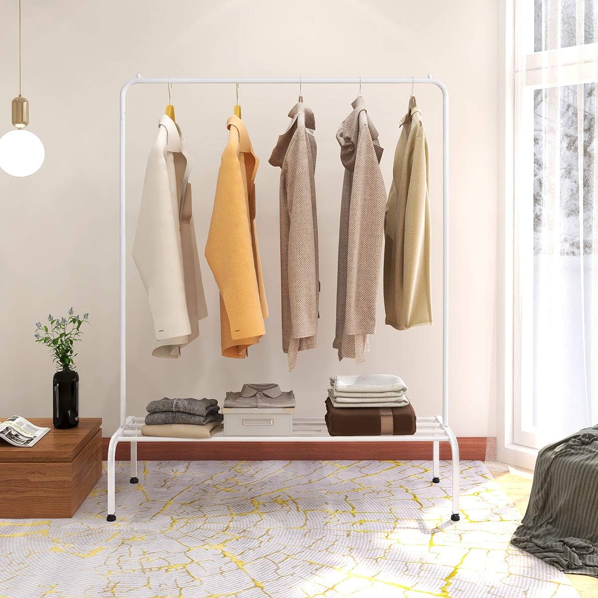 DUMEE Metal Garment Rack Heavy Duty Indoor Bedroom Clothing Coat Racks Hanger With Top Rod and