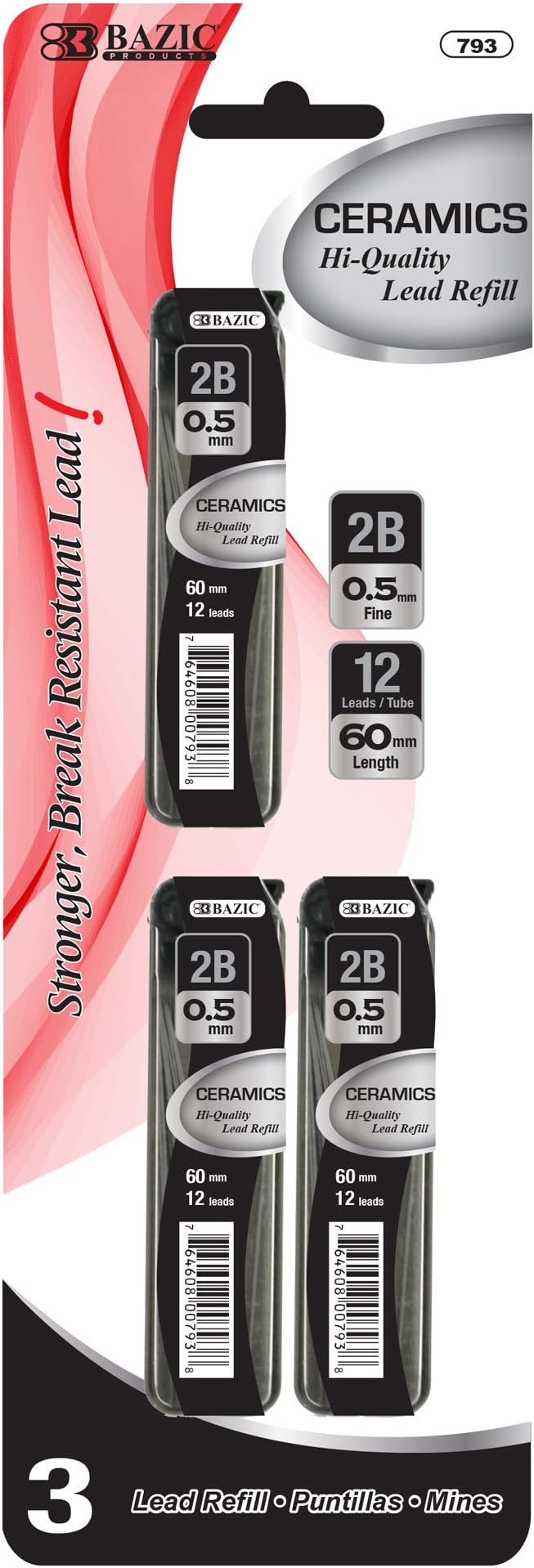 Mechanical Pencil Lead Ceramics Lead 0.5 mm 12Ct. (3/Pack)