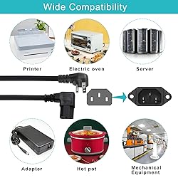 [2 Pack] 90 Degree Computer Power Cord - 2FT Low