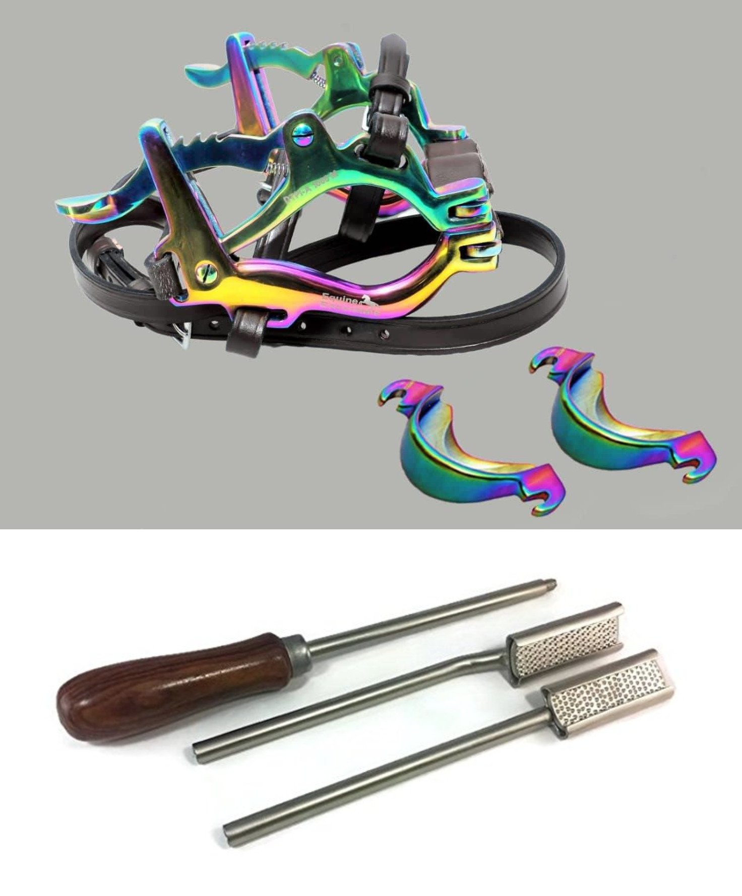 Equine Horse Dental Mouth Gag RAINBOW Speculum With FLOATS Stainless