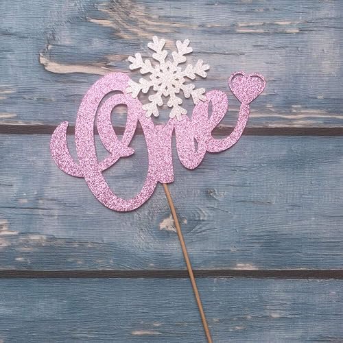 Gyufise Cupcake-Topper – 24 Stück, Schneeflocken-Design, Rosa Glitzer, Für Winterparty & 1. Geburtstag