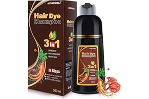 JIESSIA Darkbrown Hair Dye Shampoo for Women and Men, 3 IN 1 Hair Color Shampoo, Natural Herbal Plant Semi Permanent Grey Hair Cover Treated, 16.9 Fl Oz
