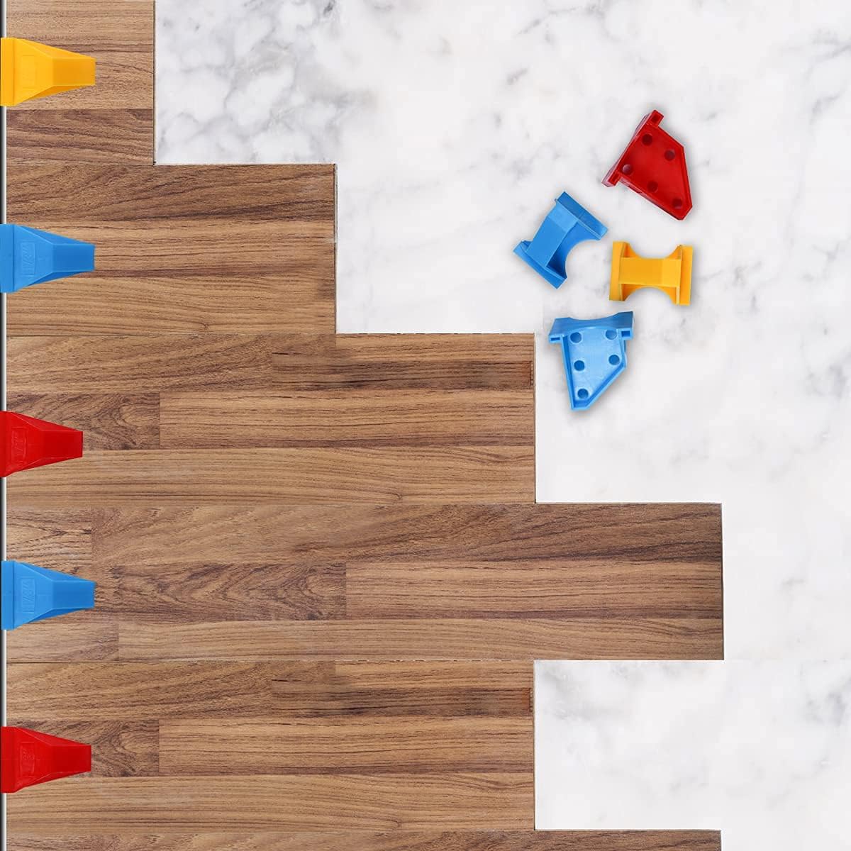 30PCS Upgrade Flooring Spacer, Laminate Wood Flooring Tools, Compatible w/Vinyl Plank, Hardwood & Floating Floor Installation etc, Hardwood Flooring w/1/4 & 1/3 Gap, Special Triangle Stay in Place - - 