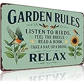 Smilelife Plants Gifts Garden Rules Vintage Tin Sign for Garden Patio Porch Yard She Shed Decor 8x12 Inch (3945)