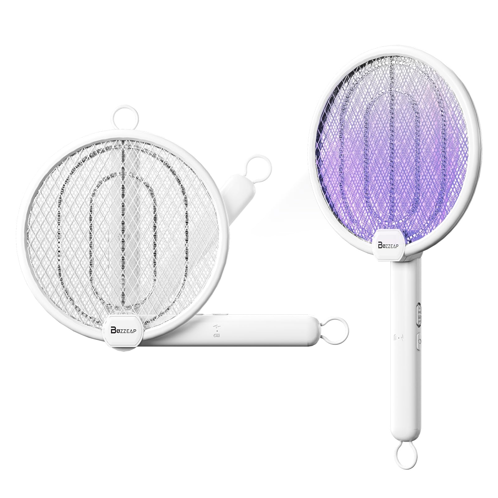 Buzzeap Electric Fly Swatter, Foldable 3 in 1 Electric Mosquito Swatter, Bug Mosquito Zapper with UV Light, 3 Layers Mesh Fly Zapper for Kitchen, Home, Garden and Outdoors