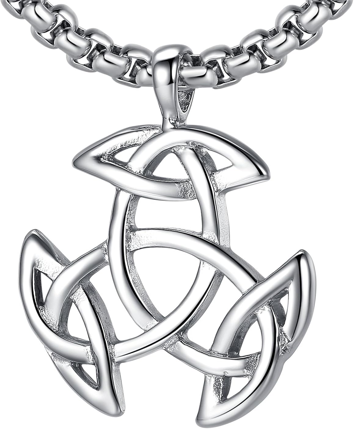 LineAve Men's Stainless Steel Triquetra Celtic Trinity Knot Pendant