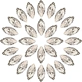 MECCANIXITY 100Pcs Horse Eye Shape Rhinestones, 7 x 15 mm Point Back Rhinestone Beads for Jewelry Making Crafts Costume Crystal Embellishments, Light Coffee