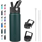 BJPKPK Insulated Water Bottles with Straw Lid, 22oz Cold & Hot Thermo, Stainless Steel Metal Water Bottle with 3 Lids, Reusable Thermo, Cups, Mugs for Daily Use-Army Green