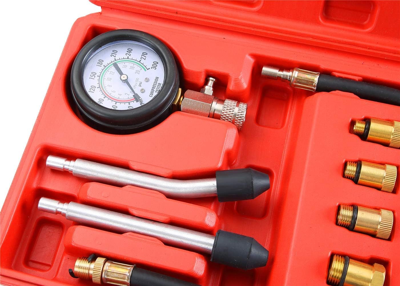 DASBET Petrol Gas Engine Cylinder Compression Tester 0-300 PSI 3" Gauge Kit Auto Tool with O Ring - Image 4