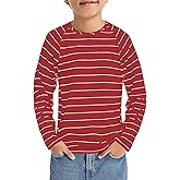 PRETTODAY Boy's Striped T Shirts Raglan Long Sleeve Crew Neck Color Block Tee Casual Basic Blouse Tops