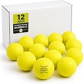 Bratla 12 Pack Dimpled Baseballs, 9-Inch Optic Yellow Pitching Machine Baseballs for Hitting &amp; Fielding Practice, Plastic Practice Baseballs for Batting Training
