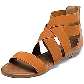 DREAM PAIRS Women's Elastic Ankle Strap Low Wedges Sandals