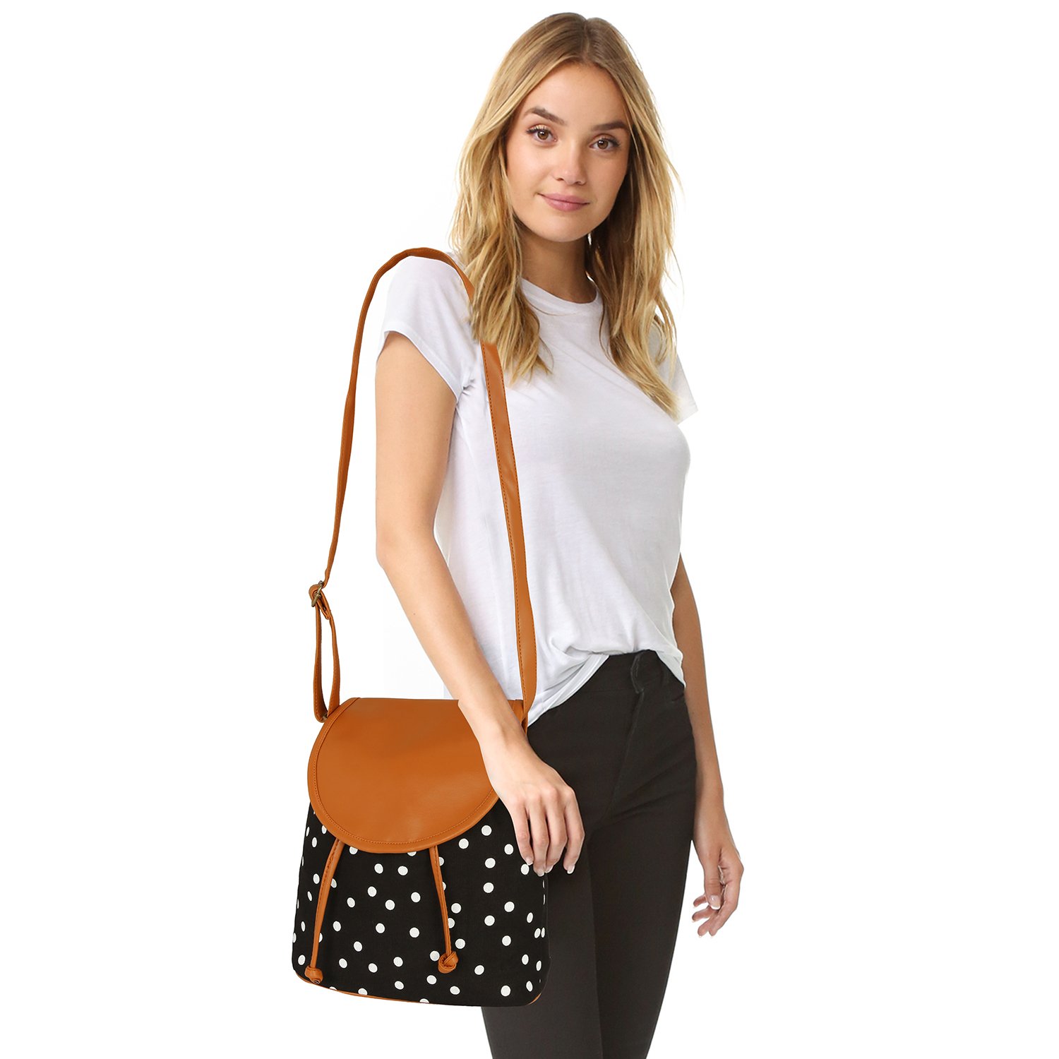 kleio polka dots canvas slingbag for girls / women