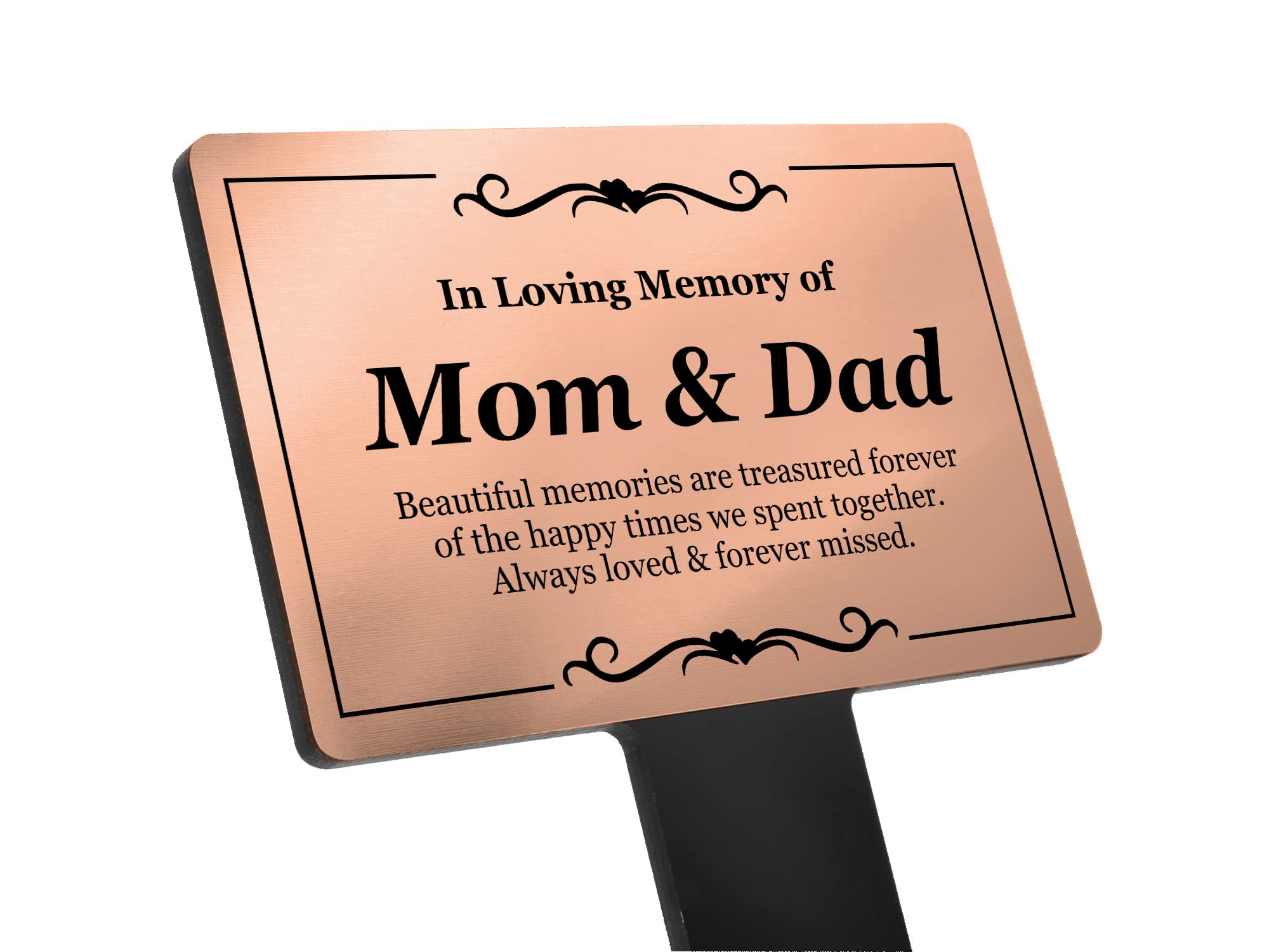 Mum & Dad Memorial Remembrance Plaque - Ground Stake Grave Ornaments - Copper and Black Acrylic, Weatherproof & Hardwearing, Outdoor, Grave Marker, Tribute, Plant Marker.