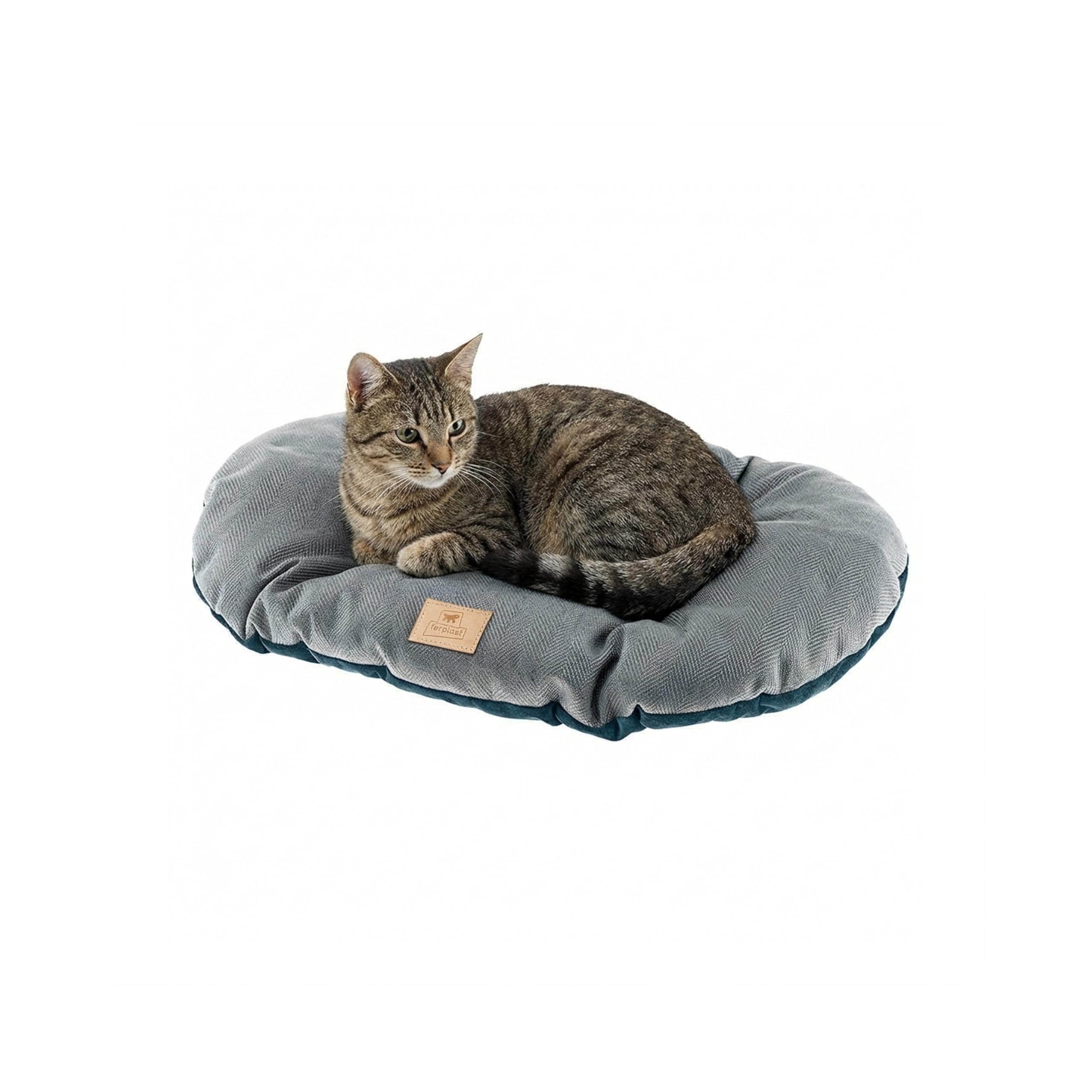 Ferplast Cat And Dog Cushion Stuart 55/4, Double-Sided, Tweed And Soft Velvet, Washable, Blue, S
