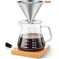 E-PRANCE Pour Over Coffee Maker with Slow Drip Coffee Filter & 4 Cup Coffee Carafe, Paperless Pour Over Coffee Dripper…