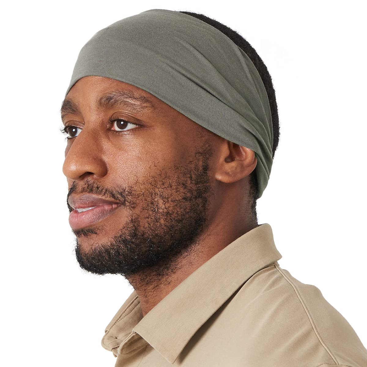 Multiuse Headband Hair Wrap for Women & Men, Casual Headwear & Wide Gym Wrap Headband Charcoal Grey