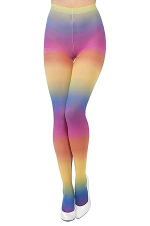 Smiffys Damen Blickdichte Strumpfhose, One Size, Regenbogen-Farben, Bunt, 44620