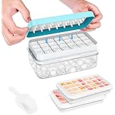 Ice Cube Tray with Lid and Bin, PHINOX 56 pcs Ice Trays for Freezer, Ice Cube Trays for Freezer with 2 trays, Container, Lid 