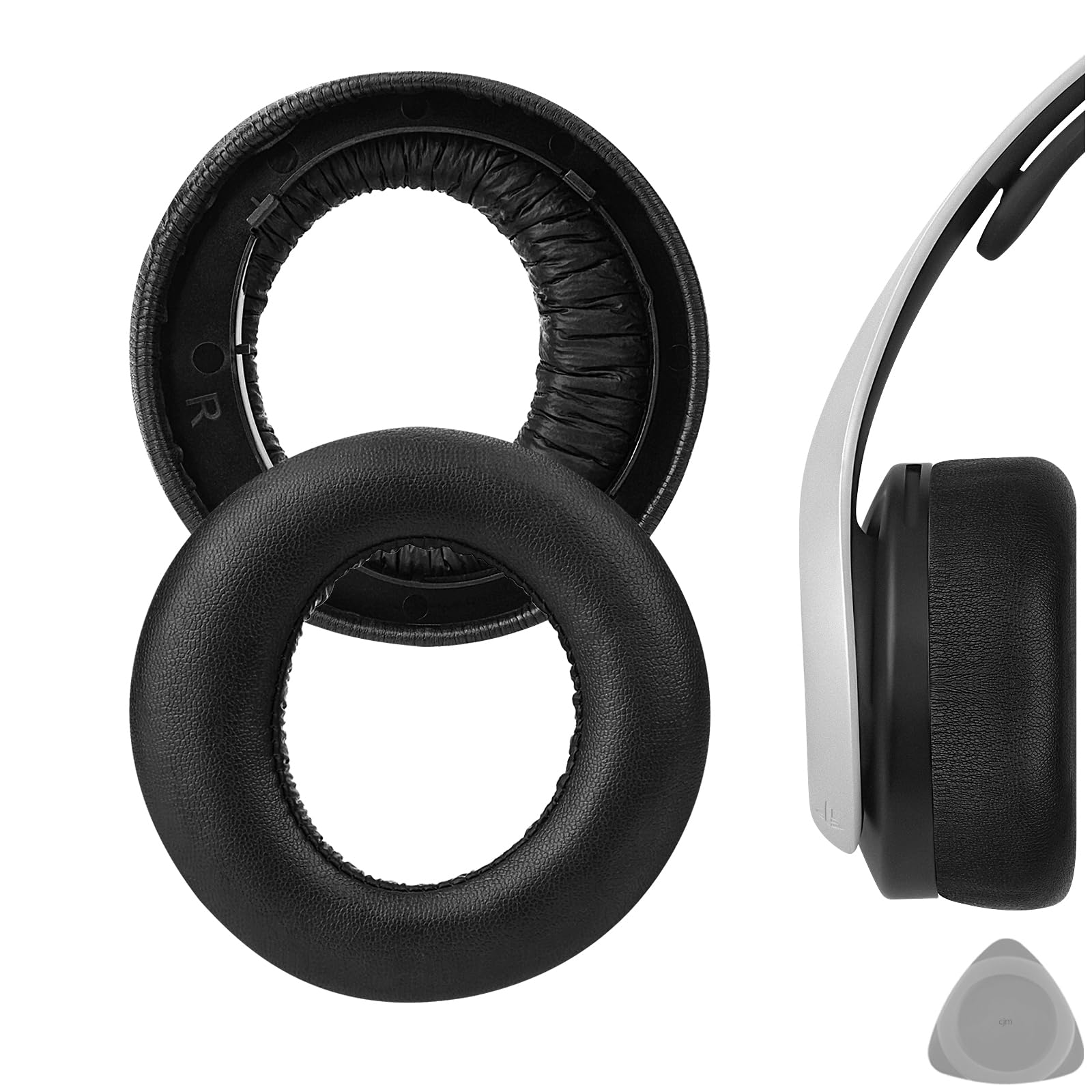 Geekria Elite Sheepskin Replacement Ear Pads for Sony PlayStation 5 PULSE 3D, PS5 Wireless Headphones Ear Cushions, Repair Parts (Black)