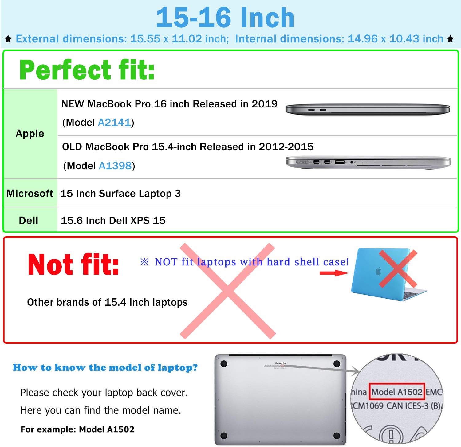 HYZUO 15-16 Inch Laptop Case Bag Sleeve with Stand Feature for MacBook Pro 16 M5/M4/M3/M2/M1 Pro/Max 2026-2019, XPS 15 - Image 3