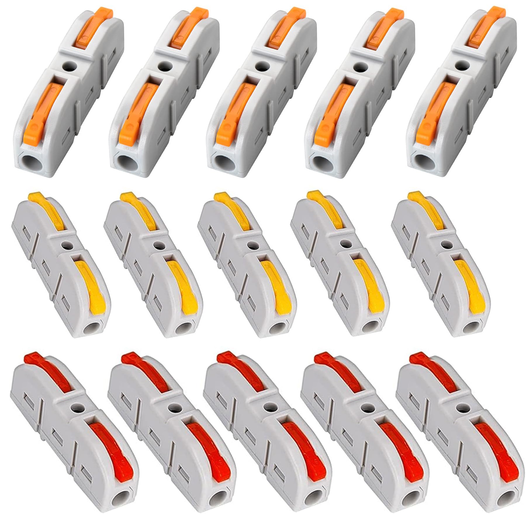 60Pcs Lever Nuts Wire Connectors, 1 to 1 Inline Electrical Lever Wire Connectors kit for Quick Connect 28-12 AWG