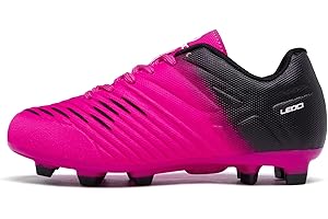 LEOCI Soccer Shoes for Boys Pink Soccer Cleats Breathable Athletic Toddler Black Football Boots for Outdoor Indoor Soccer Shoes for Girls AG/FG