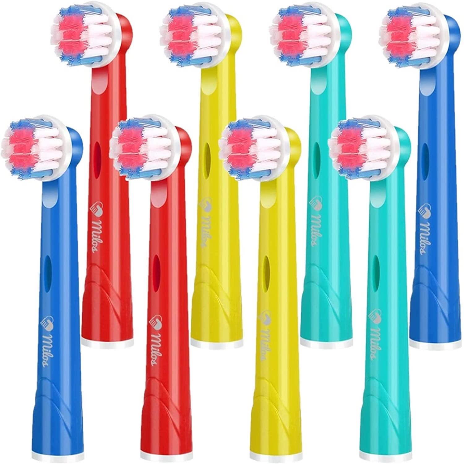 Milos Toothbrush Heads Compatible with Oral B - Kids 8 Pack Replacement Brush Heads for Most Braun Oral B Electric Toothbrushes, Deep and Precise Cleaning Toothbrush Heads