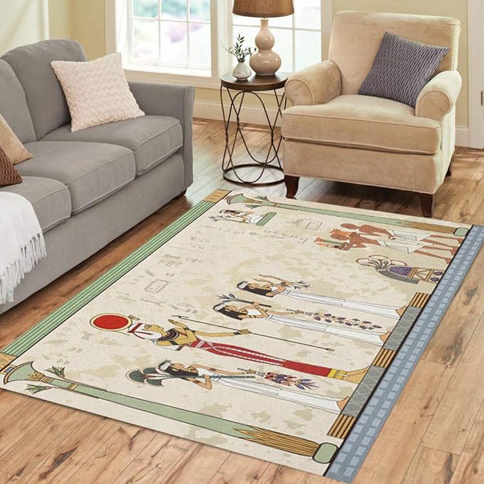 Semtomn Area Rug 2 X 3 Pesach Murals Ancient Egypt Scene Egyptian Hieroglyph And Symbol Home Decor Collection Floor Rugs Carpet For Living Room Bedroom Dining Room Amazon Co Uk Kitchen Home