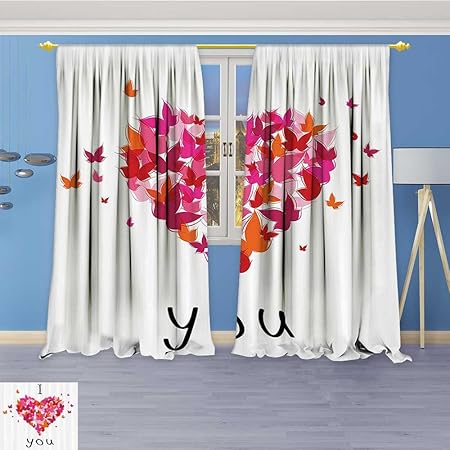 Bedroom Blackout Curtains Panels Window Stylish Heart Figure
