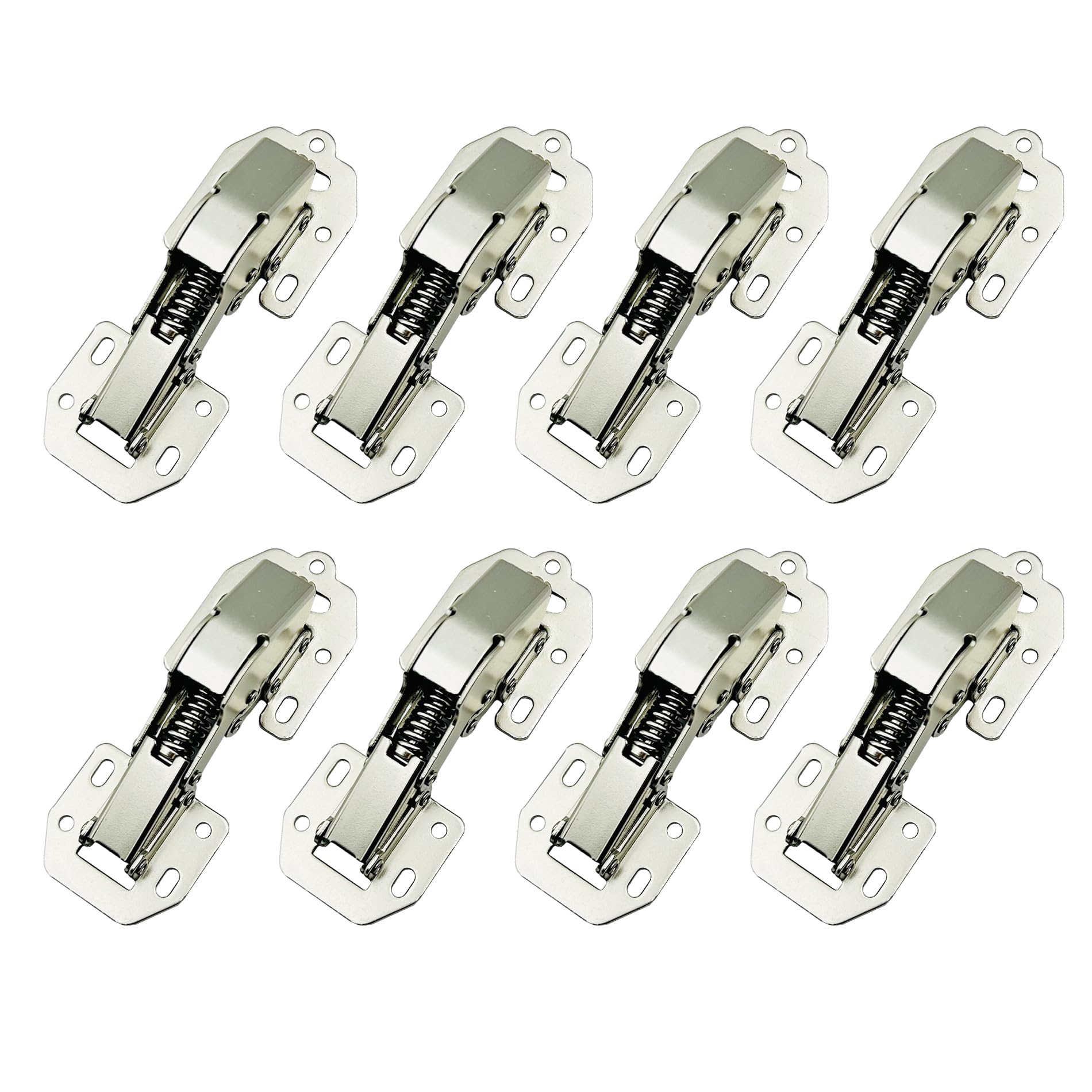 LIKERAINY Soft Closing Screw-on Hinge (4.5 Inch) with Damping 90 Degree Hinges Without Cup Drilling for Kitchen Cabinet Cupboard Light Door Steel Hinge for Full Overlay and Inset Doors Pack of 8
