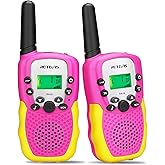 Retevis RA18 Kids Walkie Talkies, Walkie Talkie Toys for 6-12 Year Old Girls Boys, 22 CH, Built-in Flashlight, Girls Christmas Birthday Gifts, Outdoor Garden Camping Family Trip(Pink 2 Pack)