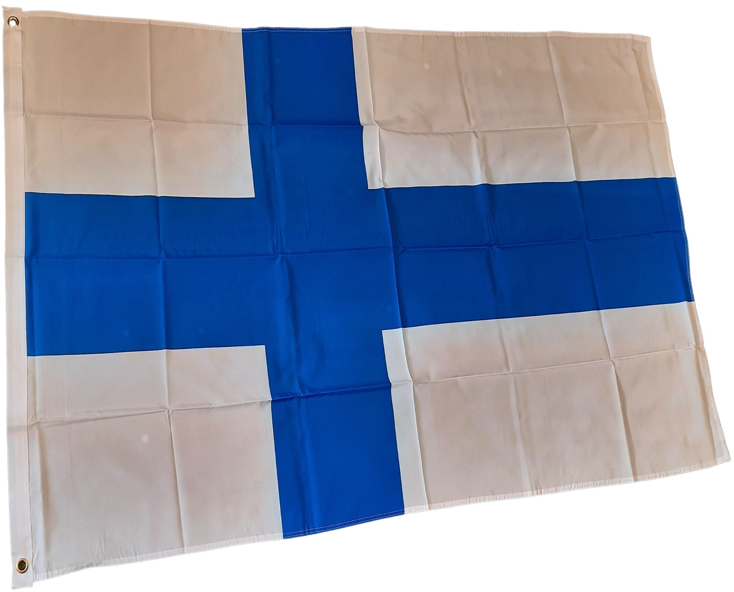 NWFlags Finland Flag 3ft x 2ft 75d Premium Polyester Suitable For Flagpoles | Strong Polyester 3x2 foot material Finnish flag with Eyelets