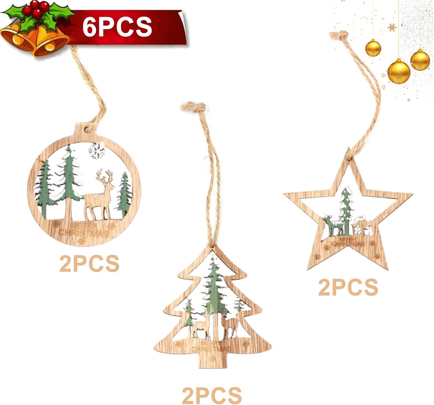 Decoración de temporada A Adornos de Navidad Madera Decoraciones