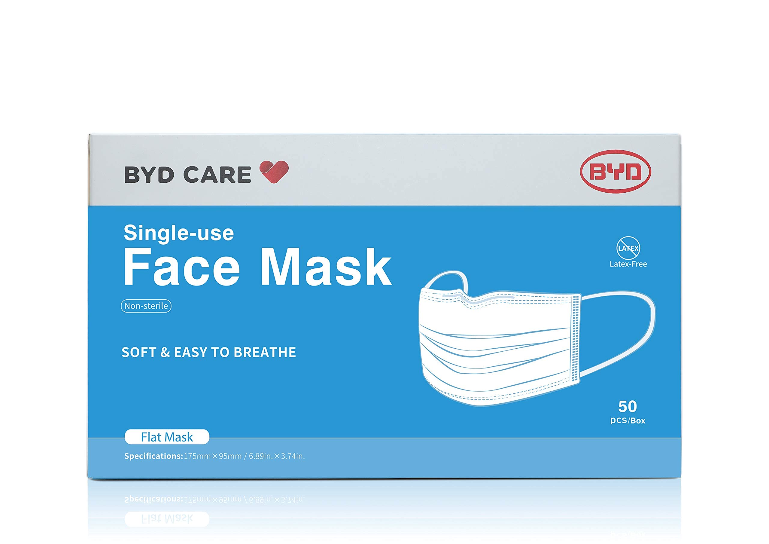 BYD Procedural Mask (Non Sterile), Blue (50 Masks/Box)