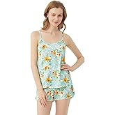 BambooBud Womens Cami Pajama Set Soft Lingerie Sets 2 Piece Camisole Top Shorts Bamboo Viscose Sleepwear Pjs S-XXL