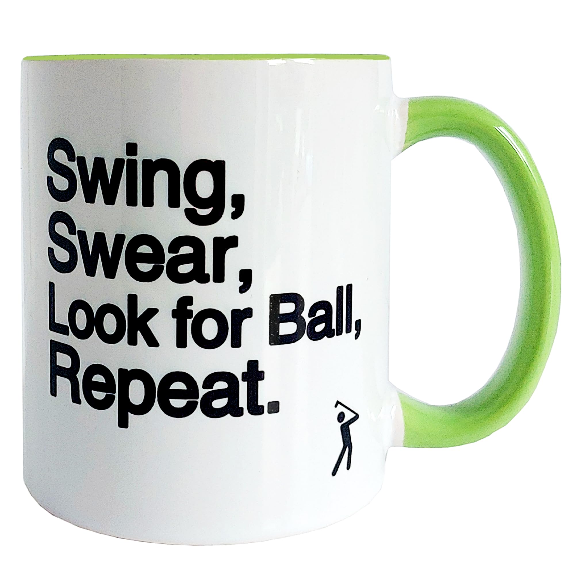 Worry Less Design Funny Swing Swear Mug - 330ml Ceramic Golf Mug - Gift for Golfer