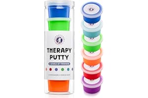 TheraBuilders Therapy Putty Set, 6 Levels of Firmness, 3 Ounces Each Container, Multi-Color