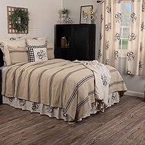 Mill House Stripe Black Twin Coverlet 